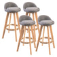 Contemporary Solid Wood Barstool Indoor Bar Stool with Footrest and Low Back Grey 4 Piece Set Bar Stool(30"H) Clearhalo 'Bar Furniture' 'Bar Stools' 'bar_stools' 'furn' 'furn_bar_stools' 'furniture_bar_stools' 'Kitchen & Dining Furniture' 'kitchen&dining_furn' 'kitchen' 'kitchen_furn' Furniture' 4492775