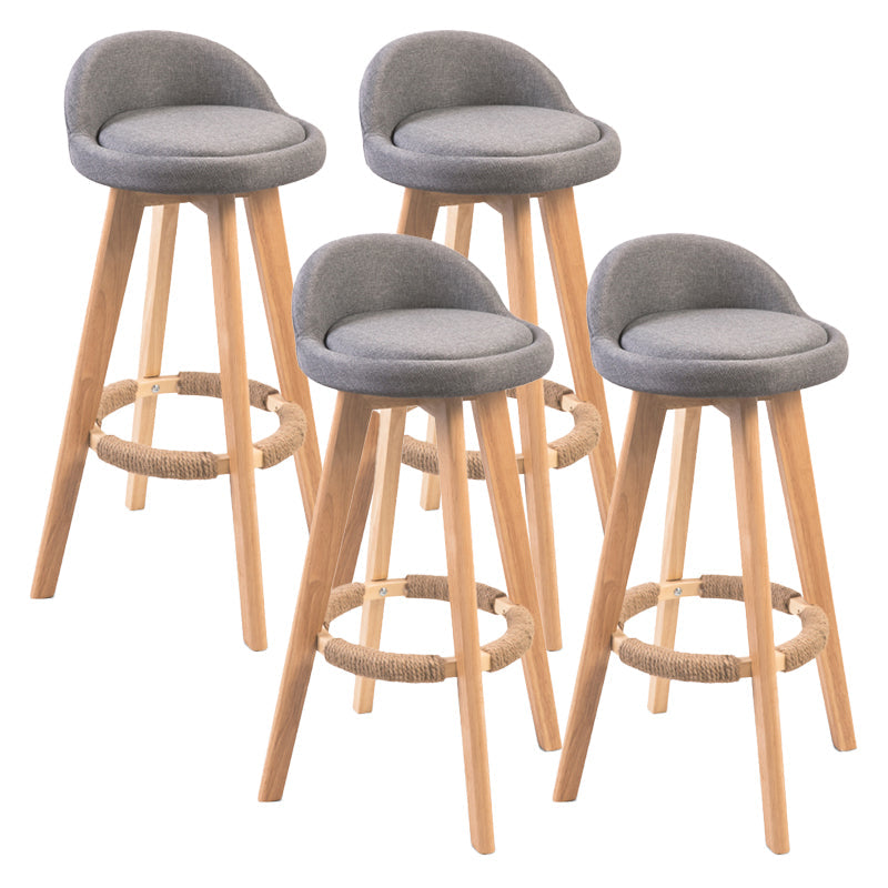 Contemporary Solid Wood Barstool Indoor Bar Stool with Footrest and Low Back Grey 4 Piece Set Bar Stool(30"H) Clearhalo 'Bar Furniture' 'Bar Stools' 'bar_stools' 'furn' 'furn_bar_stools' 'furniture_bar_stools' 'Kitchen & Dining Furniture' 'kitchen&dining_furn' 'kitchen' 'kitchen_furn' Furniture' 4492775