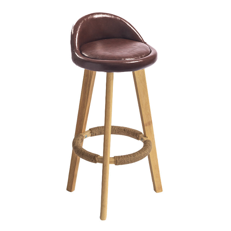 Contemporary Solid Wood Barstool Indoor Bar Stool with Footrest and Low Back Brown 1 Piece Bar Stool (28" H) Clearhalo 'Bar Furniture' 'Bar Stools' 'bar_stools' 'furn' 'furn_bar_stools' 'furniture_bar_stools' 'Kitchen & Dining Furniture' 'kitchen&dining_furn' 'kitchen' 'kitchen_furn' Furniture' 4492776