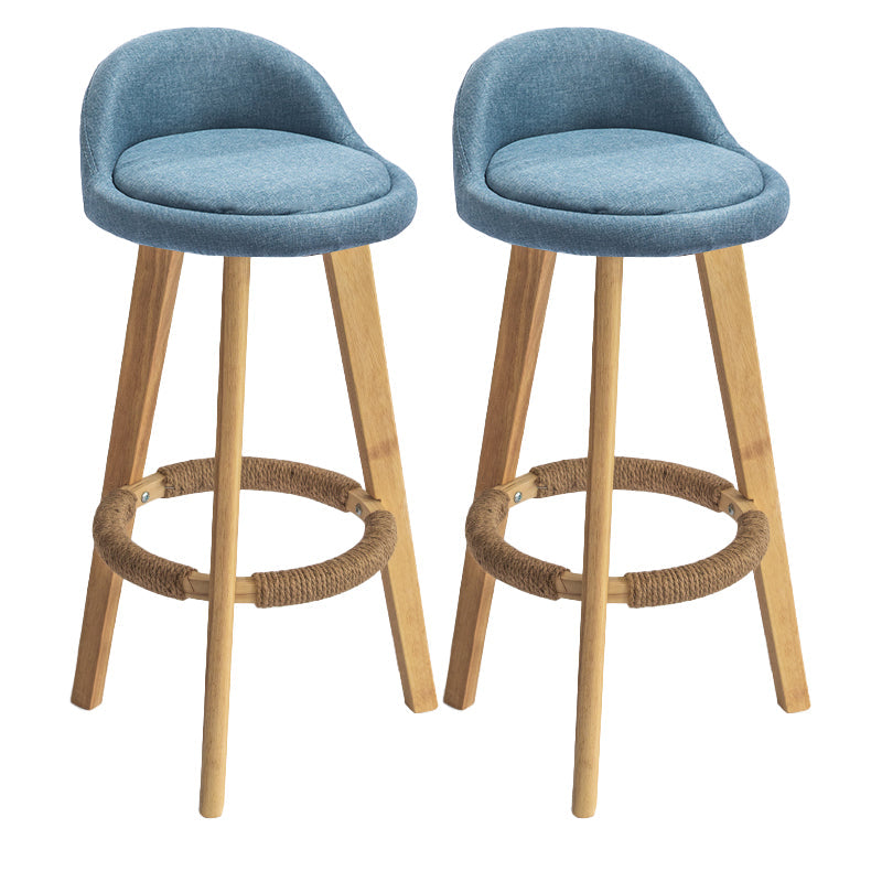 Contemporary Solid Wood Barstool Indoor Bar Stool with Footrest and Low Back Blue 2 Piece Set Bar Stool (28" H) Clearhalo 'Bar Furniture' 'Bar Stools' 'bar_stools' 'furn' 'furn_bar_stools' 'furniture_bar_stools' 'Kitchen & Dining Furniture' 'kitchen&dining_furn' 'kitchen' 'kitchen_furn' Furniture' 4492780