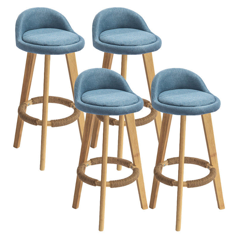 Contemporary Solid Wood Barstool Indoor Bar Stool with Footrest and Low Back Blue 4 Piece Set Bar Stool (28" H) Clearhalo 'Bar Furniture' 'Bar Stools' 'bar_stools' 'furn' 'furn_bar_stools' 'furniture_bar_stools' 'Kitchen & Dining Furniture' 'kitchen&dining_furn' 'kitchen' 'kitchen_furn' Furniture' 4492781