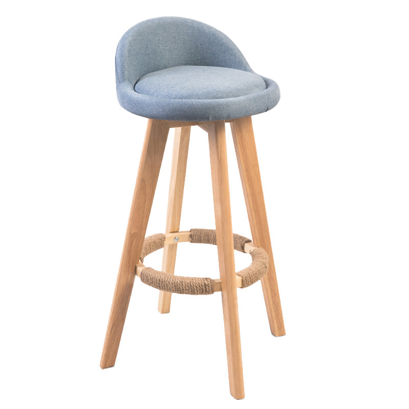 Contemporary Solid Wood Barstool Indoor Bar Stool with Footrest and Low Back Blue 1 Piece Bar Stool(30"H) Clearhalo 'Bar Furniture' 'Bar Stools' 'bar_stools' 'furn' 'furn_bar_stools' 'furniture_bar_stools' 'Kitchen & Dining Furniture' 'kitchen&dining_furn' 'kitchen' 'kitchen_furn' Furniture' 4492782