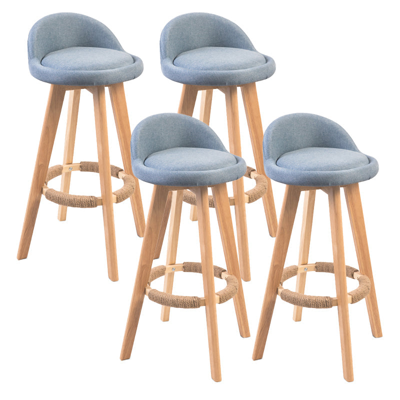 Contemporary Solid Wood Barstool Indoor Bar Stool with Footrest and Low Back Blue 4 Piece Set Bar Stool(30"H) Clearhalo 'Bar Furniture' 'Bar Stools' 'bar_stools' 'furn' 'furn_bar_stools' 'furniture_bar_stools' 'Kitchen & Dining Furniture' 'kitchen&dining_furn' 'kitchen' 'kitchen_furn' Furniture' 4492784