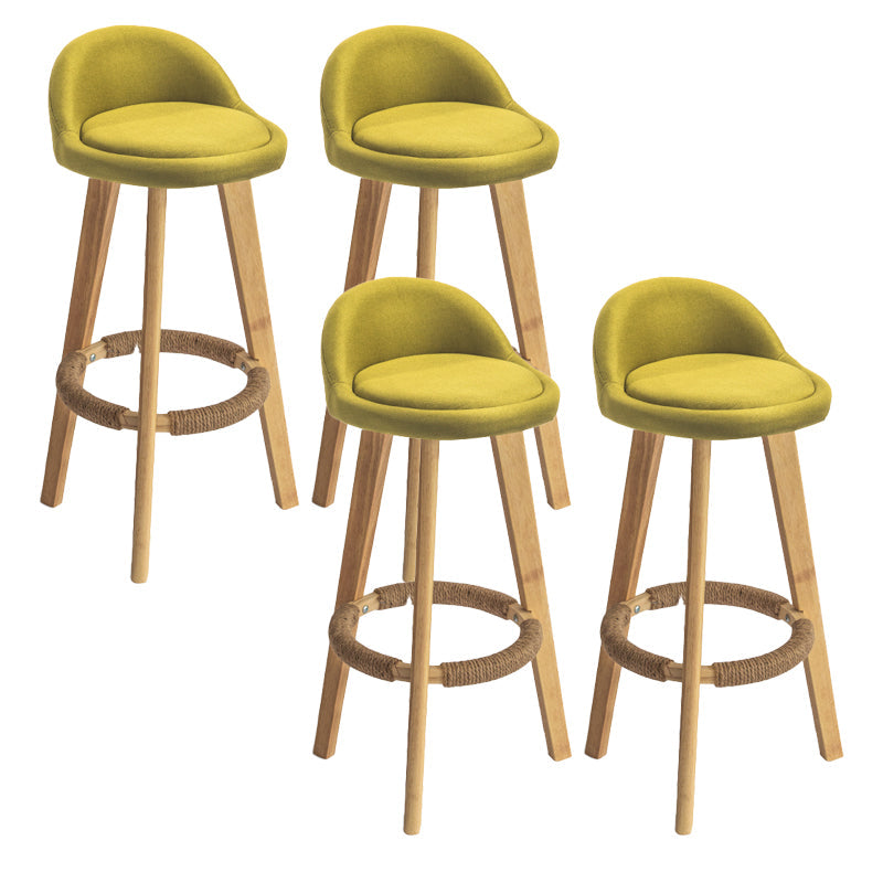 Contemporary Solid Wood Barstool Indoor Bar Stool with Footrest and Low Back Green 4 Piece Set Bar Stool (28" H) Clearhalo 'Bar Furniture' 'Bar Stools' 'bar_stools' 'furn' 'furn_bar_stools' 'furniture_bar_stools' 'Kitchen & Dining Furniture' 'kitchen&dining_furn' 'kitchen' 'kitchen_furn' Furniture' 4492787