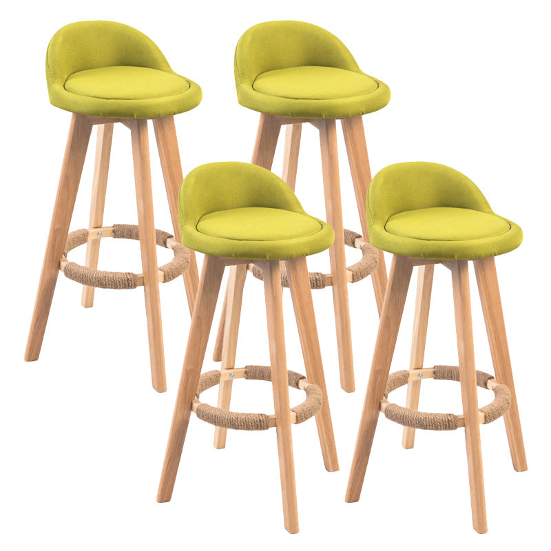 Contemporary Solid Wood Barstool Indoor Bar Stool with Footrest and Low Back Green 4 Piece Set Bar Stool(30"H) Clearhalo 'Bar Furniture' 'Bar Stools' 'bar_stools' 'furn' 'furn_bar_stools' 'furniture_bar_stools' 'Kitchen & Dining Furniture' 'kitchen&dining_furn' 'kitchen' 'kitchen_furn' Furniture' 4492790