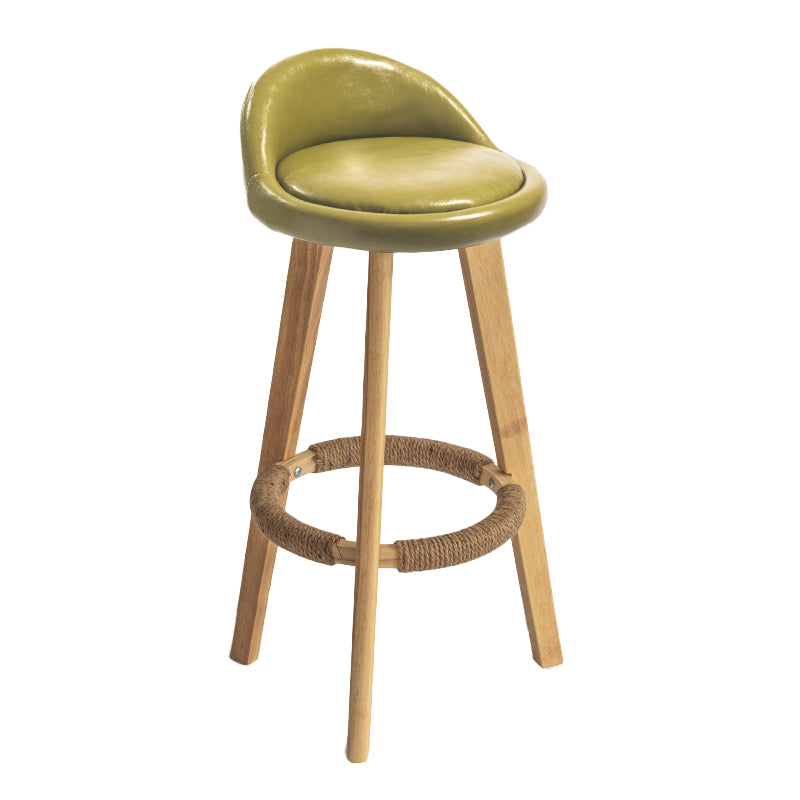 Contemporary Solid Wood Barstool Indoor Bar Stool with Footrest and Low Back Turquoise 1 Piece Bar Stool (28" H) Clearhalo 'Bar Furniture' 'Bar Stools' 'bar_stools' 'furn' 'furn_bar_stools' 'furniture_bar_stools' 'Kitchen & Dining Furniture' 'kitchen&dining_furn' 'kitchen' 'kitchen_furn' Furniture' 4492791