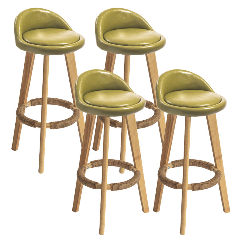 Contemporary Solid Wood Barstool Indoor Bar Stool with Footrest and Low Back Turquoise 4 Piece Set Bar Stool (28" H) Clearhalo 'Bar Furniture' 'Bar Stools' 'bar_stools' 'furn' 'furn_bar_stools' 'furniture_bar_stools' 'Kitchen & Dining Furniture' 'kitchen&dining_furn' 'kitchen' 'kitchen_furn' Furniture' 4492793