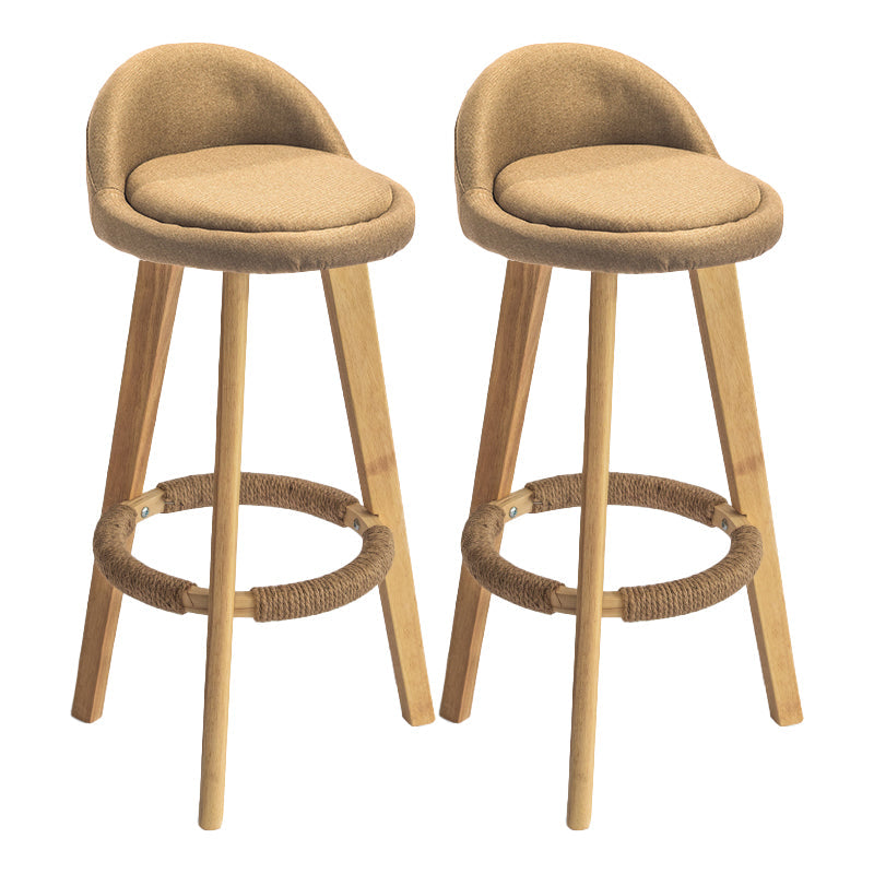 Contemporary Solid Wood Barstool Indoor Bar Stool with Footrest and Low Back Beige 2 Piece Set Bar Stool (28" H) Clearhalo 'Bar Furniture' 'Bar Stools' 'bar_stools' 'furn' 'furn_bar_stools' 'furniture_bar_stools' 'Kitchen & Dining Furniture' 'kitchen&dining_furn' 'kitchen' 'kitchen_furn' Furniture' 4492798