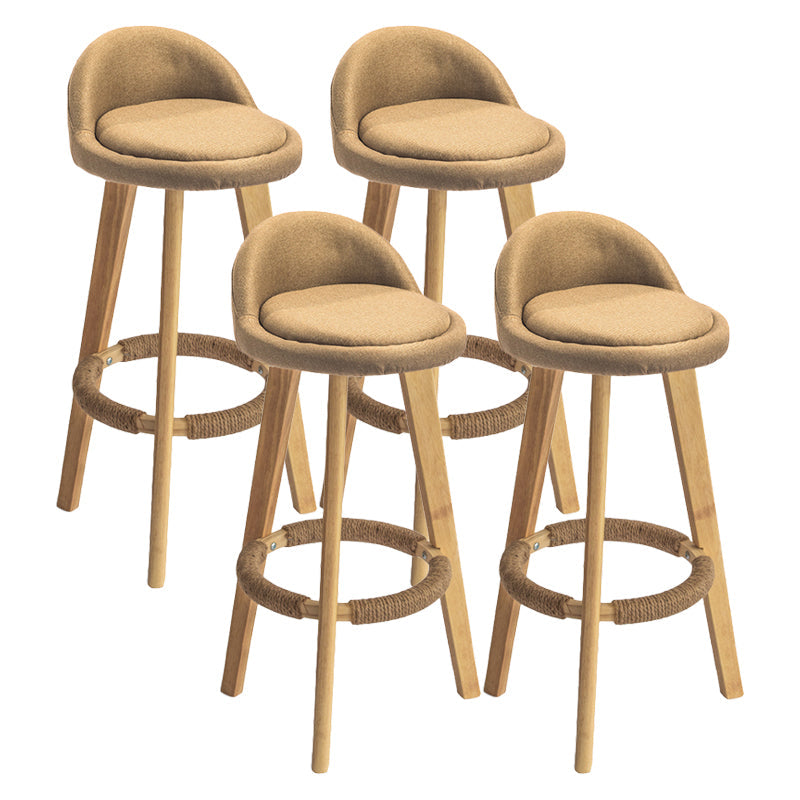 Contemporary Solid Wood Barstool Indoor Bar Stool with Footrest and Low Back Beige 4 Piece Set Bar Stool (28" H) Clearhalo 'Bar Furniture' 'Bar Stools' 'bar_stools' 'furn' 'furn_bar_stools' 'furniture_bar_stools' 'Kitchen & Dining Furniture' 'kitchen&dining_furn' 'kitchen' 'kitchen_furn' Furniture' 4492799