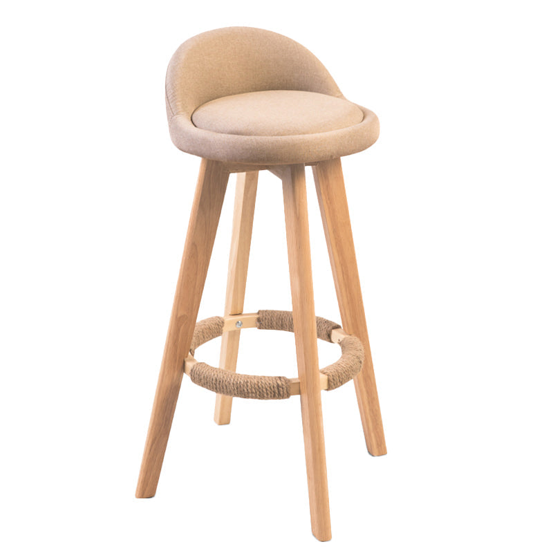 Contemporary Solid Wood Barstool Indoor Bar Stool with Footrest and Low Back Beige 1 Piece Bar Stool(30"H) Clearhalo 'Bar Furniture' 'Bar Stools' 'bar_stools' 'furn' 'furn_bar_stools' 'furniture_bar_stools' 'Kitchen & Dining Furniture' 'kitchen&dining_furn' 'kitchen' 'kitchen_furn' Furniture' 4492800