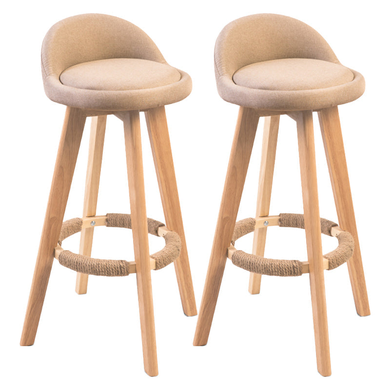 Contemporary Solid Wood Barstool Indoor Bar Stool with Footrest and Low Back Beige 2 Piece Set Bar Stool(30"H) Clearhalo 'Bar Furniture' 'Bar Stools' 'bar_stools' 'furn' 'furn_bar_stools' 'furniture_bar_stools' 'Kitchen & Dining Furniture' 'kitchen&dining_furn' 'kitchen' 'kitchen_furn' Furniture' 4492801