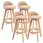 Contemporary Solid Wood Barstool Indoor Bar Stool with Footrest and Low Back Beige 4 Piece Set Bar Stool(30"H) Clearhalo 'Bar Furniture' 'Bar Stools' 'bar_stools' 'furn' 'furn_bar_stools' 'furniture_bar_stools' 'Kitchen & Dining Furniture' 'kitchen&dining_furn' 'kitchen' 'kitchen_furn' Furniture' 4492802