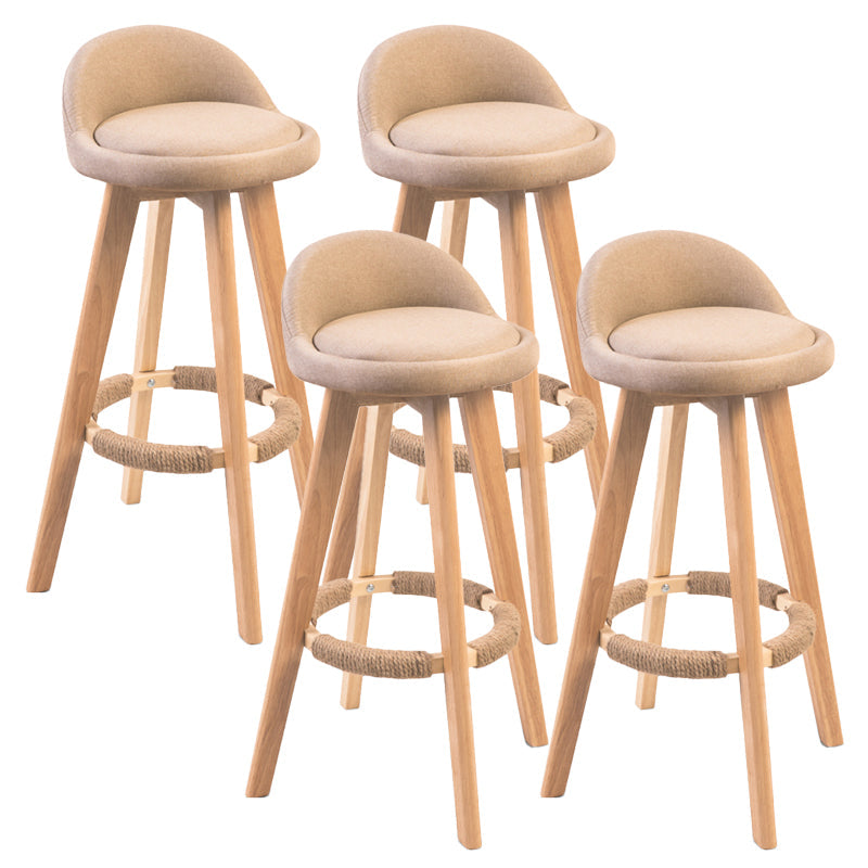 Contemporary Solid Wood Barstool Indoor Bar Stool with Footrest and Low Back Beige 4 Piece Set Bar Stool(30"H) Clearhalo 'Bar Furniture' 'Bar Stools' 'bar_stools' 'furn' 'furn_bar_stools' 'furniture_bar_stools' 'Kitchen & Dining Furniture' 'kitchen&dining_furn' 'kitchen' 'kitchen_furn' Furniture' 4492802