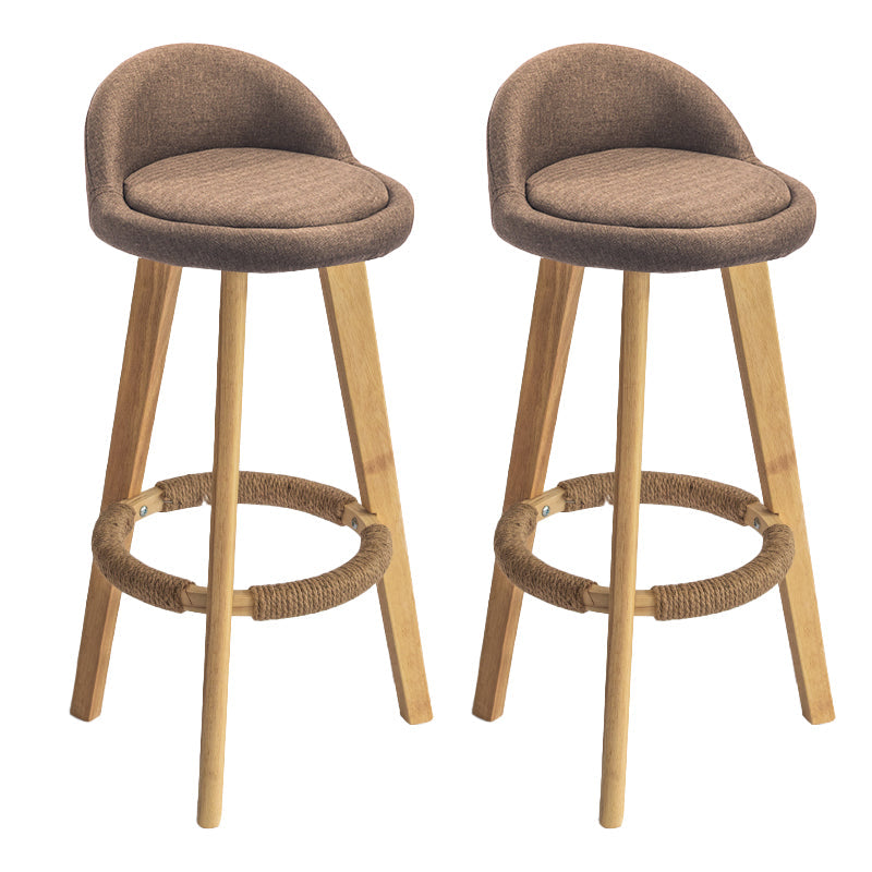 Contemporary Solid Wood Barstool Indoor Bar Stool with Footrest and Low Back Coffee 2 Piece Set Bar Stool (28" H) Clearhalo 'Bar Furniture' 'Bar Stools' 'bar_stools' 'furn' 'furn_bar_stools' 'furniture_bar_stools' 'Kitchen & Dining Furniture' 'kitchen&dining_furn' 'kitchen' 'kitchen_furn' Furniture' 4492804