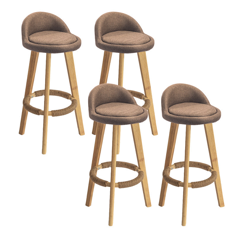 Contemporary Solid Wood Barstool Indoor Bar Stool with Footrest and Low Back Coffee 4 Piece Set Bar Stool (28" H) Clearhalo 'Bar Furniture' 'Bar Stools' 'bar_stools' 'furn' 'furn_bar_stools' 'furniture_bar_stools' 'Kitchen & Dining Furniture' 'kitchen&dining_furn' 'kitchen' 'kitchen_furn' Furniture' 4492805