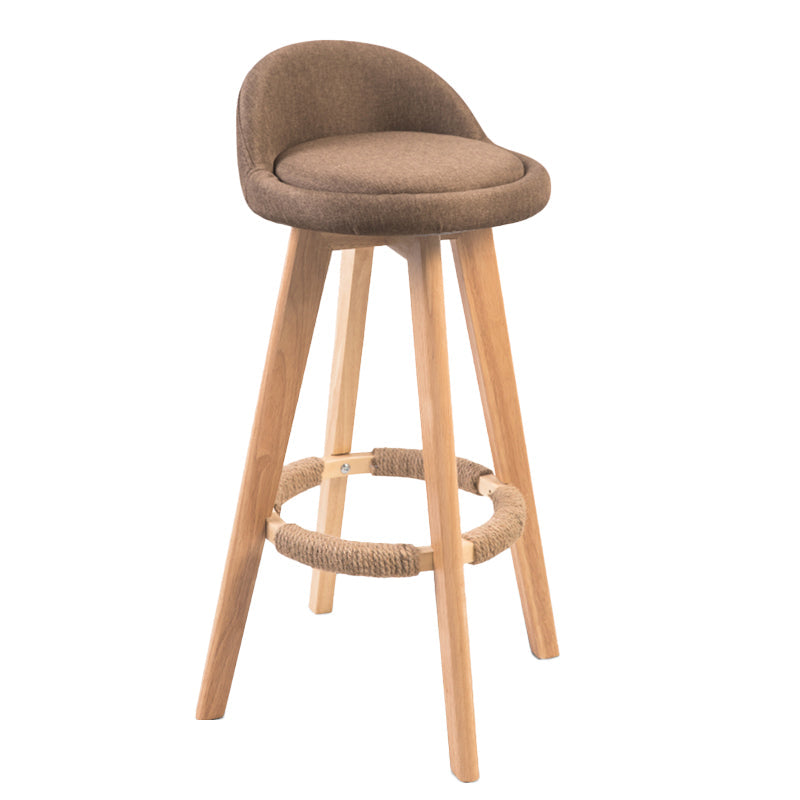 Contemporary Solid Wood Barstool Indoor Bar Stool with Footrest and Low Back Coffee 1 Piece Bar Stool(30"H) Clearhalo 'Bar Furniture' 'Bar Stools' 'bar_stools' 'furn' 'furn_bar_stools' 'furniture_bar_stools' 'Kitchen & Dining Furniture' 'kitchen&dining_furn' 'kitchen' 'kitchen_furn' Furniture' 4492806