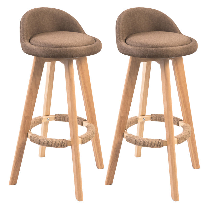 Contemporary Solid Wood Barstool Indoor Bar Stool with Footrest and Low Back Coffee 2 Piece Set Bar Stool(30"H) Clearhalo 'Bar Furniture' 'Bar Stools' 'bar_stools' 'furn' 'furn_bar_stools' 'furniture_bar_stools' 'Kitchen & Dining Furniture' 'kitchen&dining_furn' 'kitchen' 'kitchen_furn' Furniture' 4492807