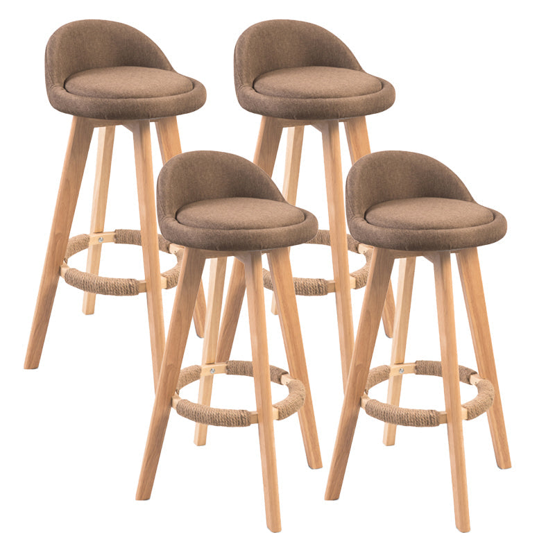 Contemporary Solid Wood Barstool Indoor Bar Stool with Footrest and Low Back Coffee 4 Piece Set Bar Stool(30"H) Clearhalo 'Bar Furniture' 'Bar Stools' 'bar_stools' 'furn' 'furn_bar_stools' 'furniture_bar_stools' 'Kitchen & Dining Furniture' 'kitchen&dining_furn' 'kitchen' 'kitchen_furn' Furniture' 4492808