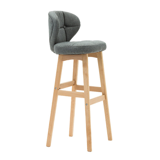 Scandinavia Style Bar-stool Low Back Wooden Legs Barstool for Restaurant Bar Grey Natural 1 Piece