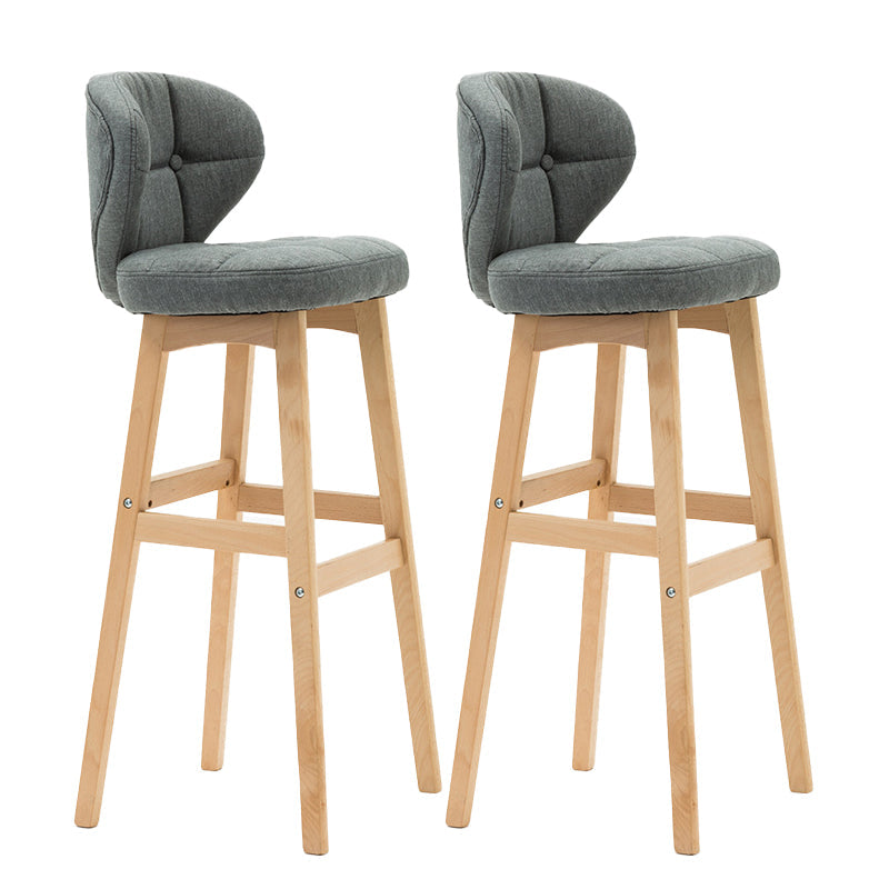 Scandinavia Style Bar-stool Low Back Wooden Legs Barstool for Restaurant Bar Grey Natural 2 Piece Set Clearhalo 'Bar Furniture' 'Bar Stools' 'bar_stools' 'furn' 'furn_bar_stools' 'furniture_bar_stools' 'Kitchen & Dining Furniture' 'kitchen&dining_furn' 'kitchen' 'kitchen_furn' Furniture' 4492814
