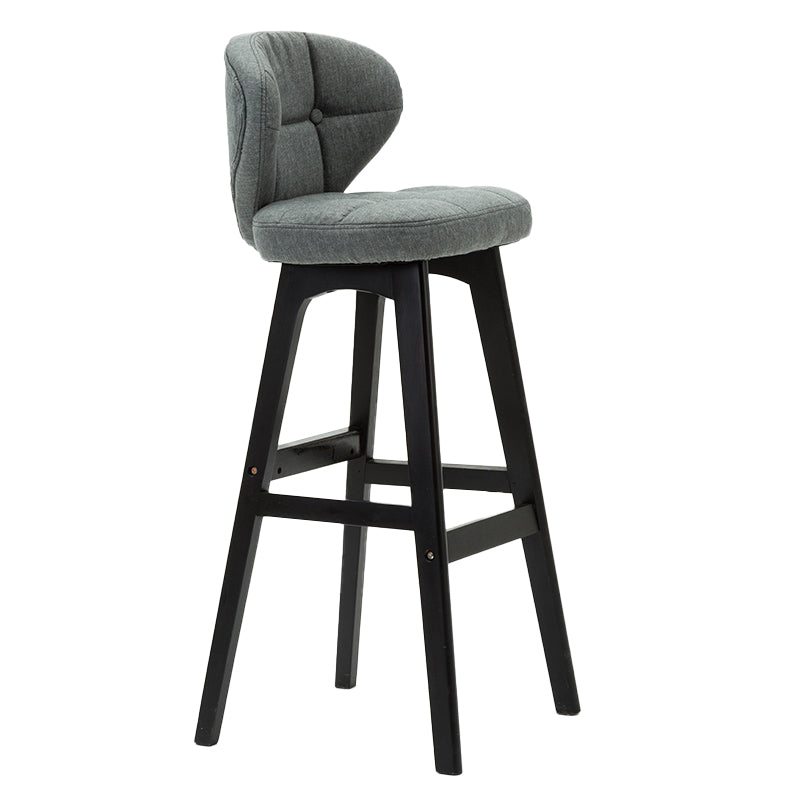 Scandinavia Style Bar-stool Low Back Wooden Legs Barstool for Restaurant Bar Grey Black 1 Piece Clearhalo 'Bar Furniture' 'Bar Stools' 'bar_stools' 'furn' 'furn_bar_stools' 'furniture_bar_stools' 'Kitchen & Dining Furniture' 'kitchen&dining_furn' 'kitchen' 'kitchen_furn' Furniture' 4492818