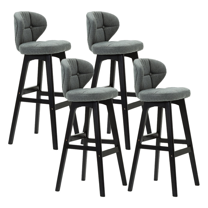 Scandinavia Style Bar-stool Low Back Wooden Legs Barstool for Restaurant Bar Grey Black 4 Piece Set Clearhalo 'Bar Furniture' 'Bar Stools' 'bar_stools' 'furn' 'furn_bar_stools' 'furniture_bar_stools' 'Kitchen & Dining Furniture' 'kitchen&dining_furn' 'kitchen' 'kitchen_furn' Furniture' 4492822