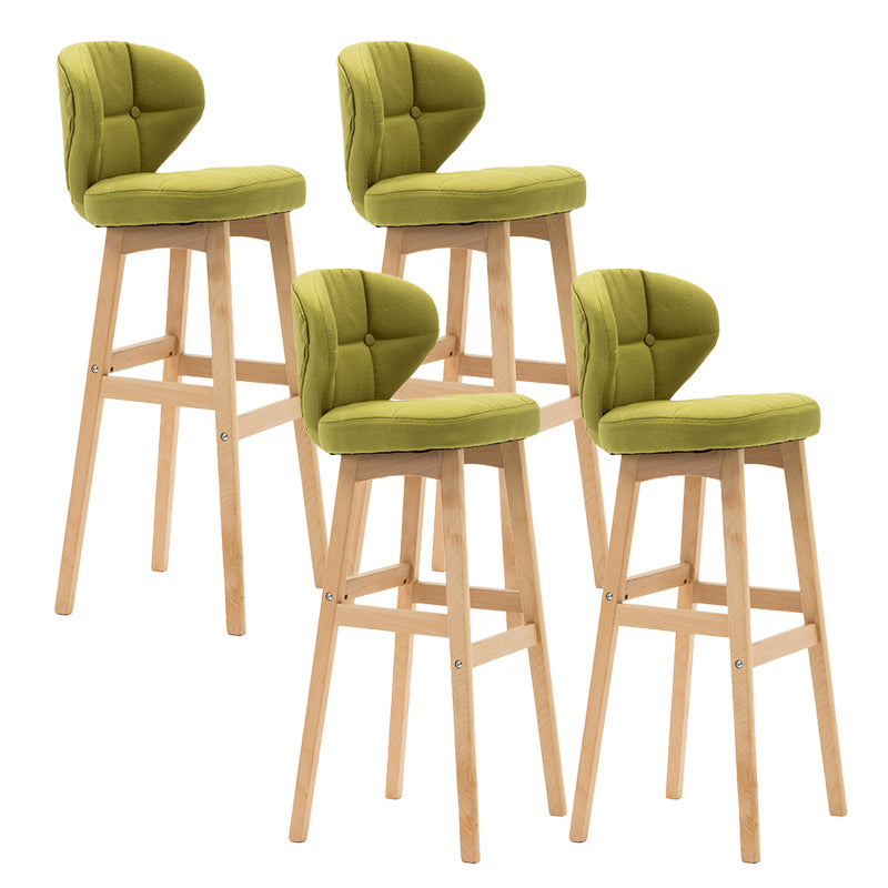 Scandinavia Style Bar-stool Low Back Wooden Legs Barstool for Restaurant Bar Green Natural 4 Piece Set Clearhalo 'Bar Furniture' 'Bar Stools' 'bar_stools' 'furn' 'furn_bar_stools' 'furniture_bar_stools' 'Kitchen & Dining Furniture' 'kitchen&dining_furn' 'kitchen' 'kitchen_furn' Furniture' 4492827