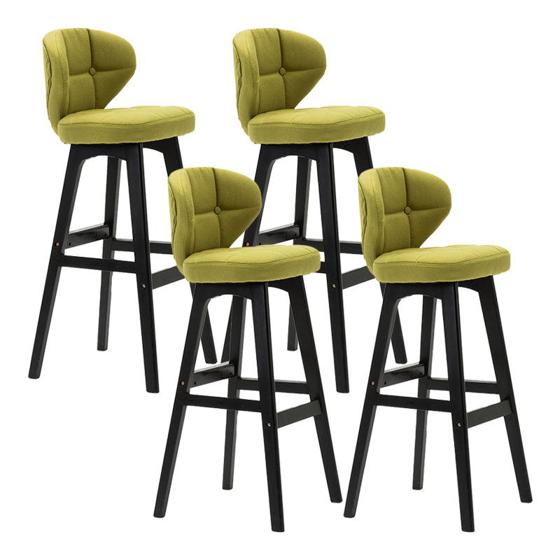 Scandinavia Style Bar-stool Low Back Wooden Legs Barstool for Restaurant Bar Green Black 4 Piece Set Clearhalo 'Bar Furniture' 'Bar Stools' 'bar_stools' 'furn' 'furn_bar_stools' 'furniture_bar_stools' 'Kitchen & Dining Furniture' 'kitchen&dining_furn' 'kitchen' 'kitchen_furn' Furniture' 4492830