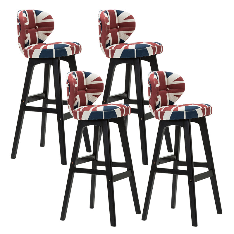 Scandinavia Style Bar-stool Low Back Wooden Legs Barstool for Restaurant Bar Blue-Red Black 4 Piece Set Clearhalo 'Bar Furniture' 'Bar Stools' 'bar_stools' 'furn' 'furn_bar_stools' 'furniture_bar_stools' 'Kitchen & Dining Furniture' 'kitchen&dining_furn' 'kitchen' 'kitchen_furn' Furniture' 4492833