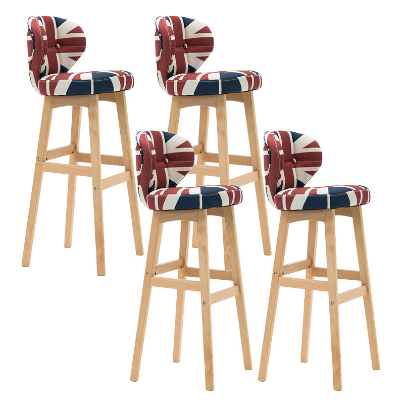 Scandinavia Style Bar-stool Low Back Wooden Legs Barstool for Restaurant Bar Blue-Red Natural 4 Piece Set Clearhalo 'Bar Furniture' 'Bar Stools' 'bar_stools' 'furn' 'furn_bar_stools' 'furniture_bar_stools' 'Kitchen & Dining Furniture' 'kitchen&dining_furn' 'kitchen' 'kitchen_furn' Furniture' 4492836
