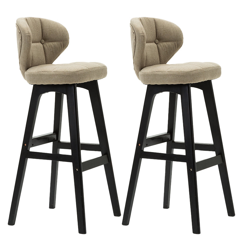 Scandinavia Style Bar-stool Low Back Wooden Legs Barstool for Restaurant Bar Khaki Black 2 Piece Set Clearhalo 'Bar Furniture' 'Bar Stools' 'bar_stools' 'furn' 'furn_bar_stools' 'furniture_bar_stools' 'Kitchen & Dining Furniture' 'kitchen&dining_furn' 'kitchen' 'kitchen_furn' Furniture' 4492841
