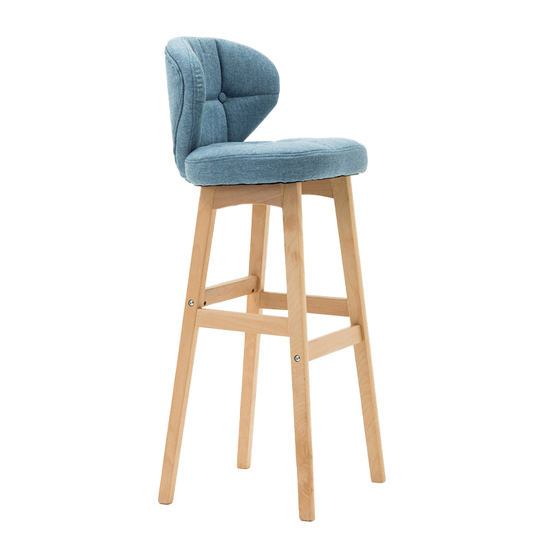 Scandinavia Style Bar-stool Low Back Wooden Legs Barstool for Restaurant Bar Lake Blue Natural 1 Piece Clearhalo 'Bar Furniture' 'Bar Stools' 'bar_stools' 'furn' 'furn_bar_stools' 'furniture_bar_stools' 'Kitchen & Dining Furniture' 'kitchen&dining_furn' 'kitchen' 'kitchen_furn' Furniture' 4492843
