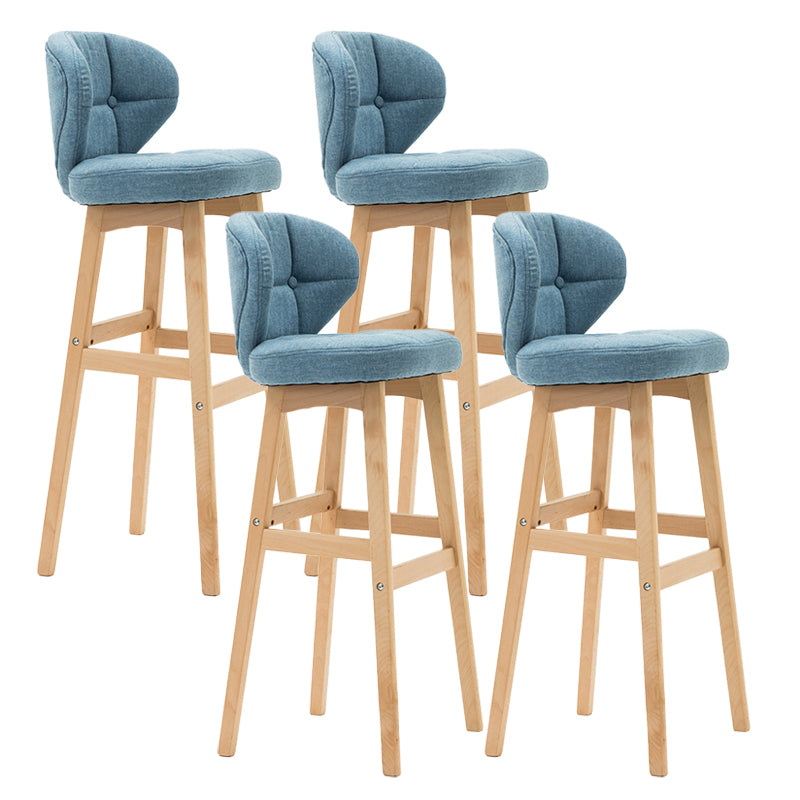 Scandinavia Style Bar-stool Low Back Wooden Legs Barstool for Restaurant Bar Lake Blue Natural 4 Piece Set Clearhalo 'Bar Furniture' 'Bar Stools' 'bar_stools' 'furn' 'furn_bar_stools' 'furniture_bar_stools' 'Kitchen & Dining Furniture' 'kitchen&dining_furn' 'kitchen' 'kitchen_furn' Furniture' 4492845
