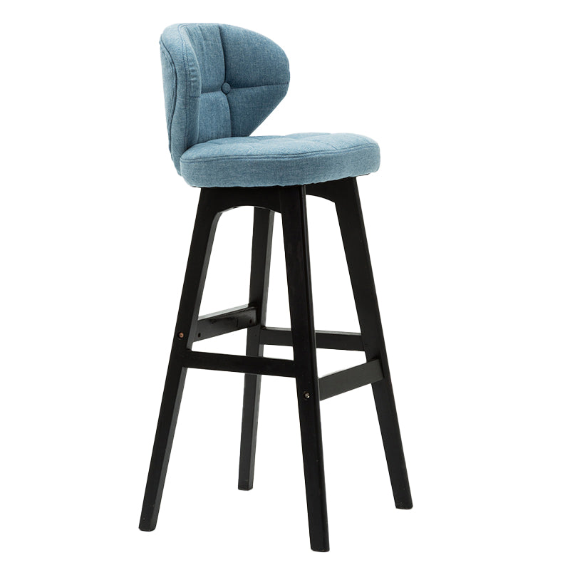 Scandinavia Style Bar-stool Low Back Wooden Legs Barstool for Restaurant Bar Lake Blue Black 1 Piece Clearhalo 'Bar Furniture' 'Bar Stools' 'bar_stools' 'furn' 'furn_bar_stools' 'furniture_bar_stools' 'Kitchen & Dining Furniture' 'kitchen&dining_furn' 'kitchen' 'kitchen_furn' Furniture' 4492846