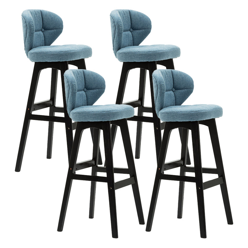 Scandinavia Style Bar-stool Low Back Wooden Legs Barstool for Restaurant Bar Lake Blue Black 4 Piece Set Clearhalo 'Bar Furniture' 'Bar Stools' 'bar_stools' 'furn' 'furn_bar_stools' 'furniture_bar_stools' 'Kitchen & Dining Furniture' 'kitchen&dining_furn' 'kitchen' 'kitchen_furn' Furniture' 4492848
