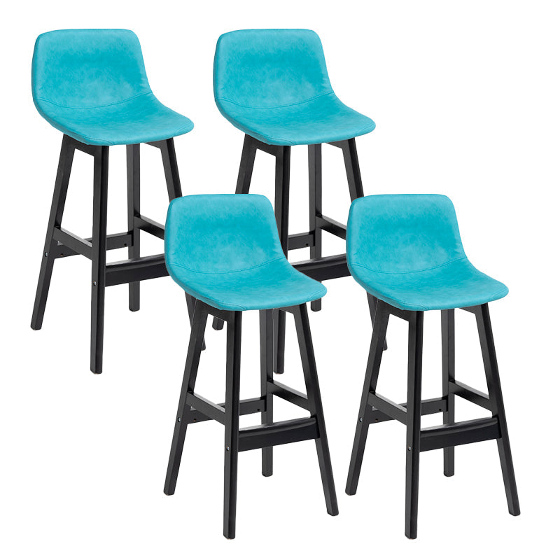 Scandinavia Style Bar-stool Bucket Seat Wooden Legs Barstool for Kitchen Bar Sky Blue Black 4 Piece Set Clearhalo 'Bar Furniture' 'Bar Stools' 'bar_stools' 'furn' 'furn_bar_stools' 'furniture_bar_stools' 'Kitchen & Dining Furniture' 'kitchen&dining_furn' 'kitchen' 'kitchen_furn' Furniture' 4492875