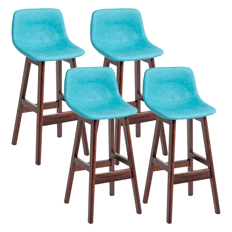 Scandinavia Style Bar-stool Bucket Seat Wooden Legs Barstool for Kitchen Bar Sky Blue Brown 4 Piece Set Clearhalo 'Bar Furniture' 'Bar Stools' 'bar_stools' 'furn' 'furn_bar_stools' 'furniture_bar_stools' 'Kitchen & Dining Furniture' 'kitchen&dining_furn' 'kitchen' 'kitchen_furn' Furniture' 4492878