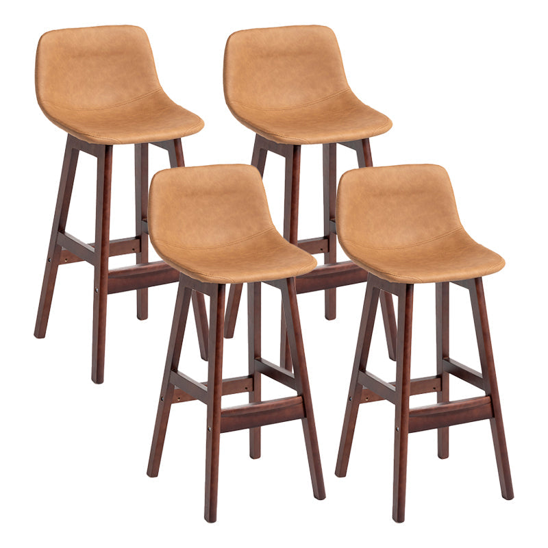 Scandinavia Style Bar-stool Bucket Seat Wooden Legs Barstool for Kitchen Bar Coffee Brown 4 Piece Set Clearhalo 'Bar Furniture' 'Bar Stools' 'bar_stools' 'furn' 'furn_bar_stools' 'furniture_bar_stools' 'Kitchen & Dining Furniture' 'kitchen&dining_furn' 'kitchen' 'kitchen_furn' Furniture' 4492887