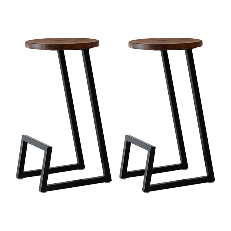 Modern Style Iron Bar Stool with Footrest Bristol Creative Bar Stool (set of 2) Walnut Multi Color 2 Piece Set Counter Stool(26"H) Clearhalo 'Bar Furniture' 'Bar Stools' 'bar_stools' 'furn' 'furn_bar_stools' 'furniture_bar_stools' 'Kitchen & Dining Furniture' 'kitchen&dining_furn' 'kitchen' 'kitchen_furn' Furniture' 4492940