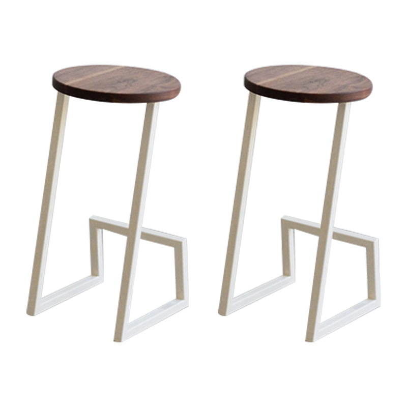 Modern Style Iron Bar Stool with Footrest Bristol Creative Bar Stool (set of 2) Walnut White 2 Piece Set Clearhalo 'Bar Furniture' 'Bar Stools' 'bar_stools' 'furn' 'furn_bar_stools' 'furniture_bar_stools' 'Kitchen & Dining Furniture' 'kitchen&dining_furn' 'kitchen' 'kitchen_furn' Furniture' 4492948