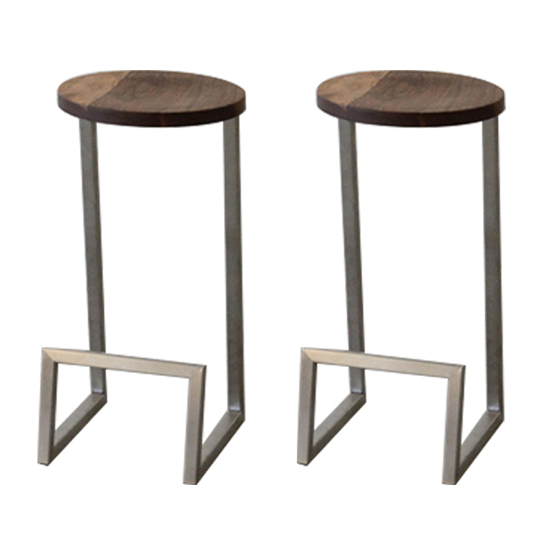 Modern Style Iron Bar Stool with Footrest Bristol Creative Bar Stool (set of 2) Walnut 2 Piece Set Clearhalo 'Bar Furniture' 'Bar Stools' 'bar_stools' 'furn' 'furn_bar_stools' 'furniture_bar_stools' 'Kitchen & Dining Furniture' 'kitchen&dining_furn' 'kitchen' 'kitchen_furn' Furniture' 4492953