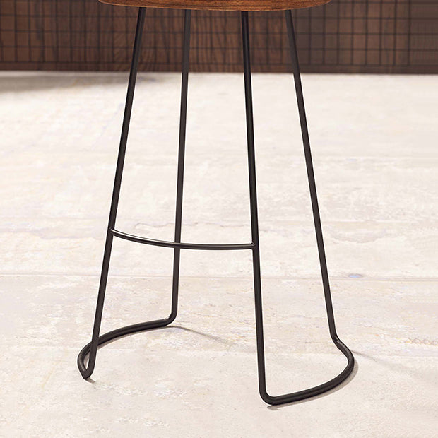 Modern Armless Backless Counter Stool Iron Cafe Bar Stool with Wooden Seat Clearhalo 'Bar Furniture' 'Bar Stools' 'bar_stools' 'furn' 'furn_bar_stools' 'furniture_bar_stools' 'Kitchen & Dining Furniture' 'kitchen&dining_furn' 'kitchen' 'kitchen_furn' Furniture' 4492961