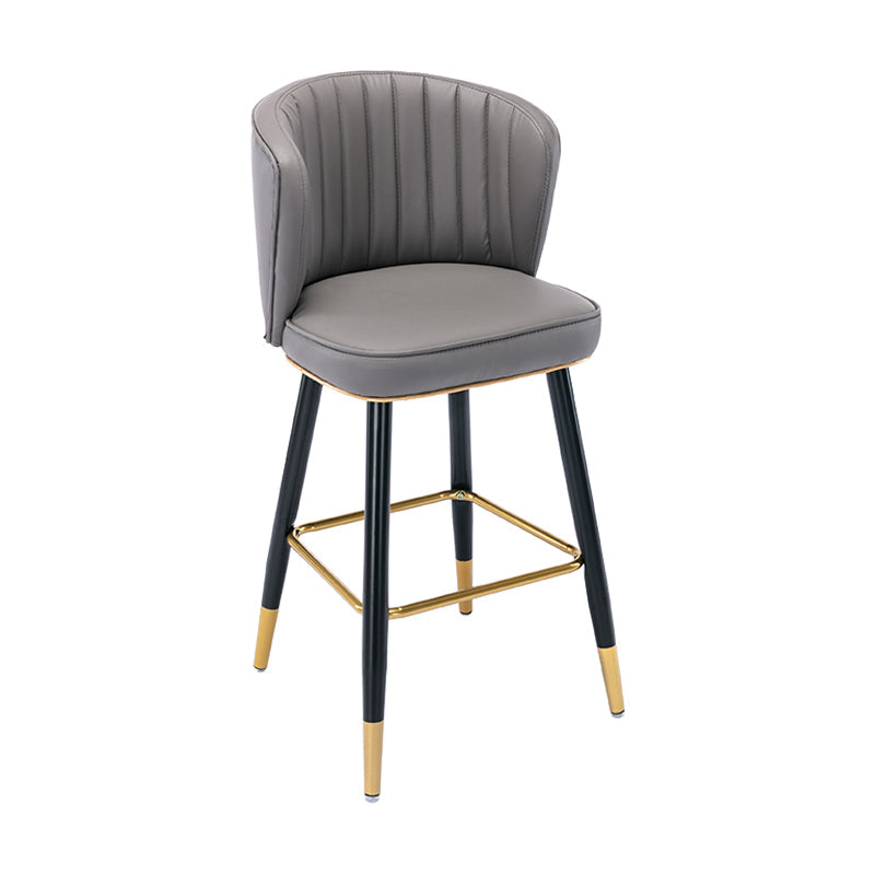 Modern Armless Backrest Counter Stool Iron Cashier Bar Stool with Leather Cushion Dark Gray 1 Piece Counter Stool(26"H) Clearhalo 'Bar Furniture' 'Bar Stools' 'bar_stools' 'furn' 'furn_bar_stools' 'furniture_bar_stools' 'Kitchen & Dining Furniture' 'kitchen&dining_furn' 'kitchen' 'kitchen_furn' Furniture' 4492984