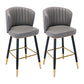 Modern Armless Backrest Counter Stool Iron Cashier Bar Stool with Leather Cushion Dark Gray 2 Piece Set Counter Stool(26"H) Clearhalo 'Bar Furniture' 'Bar Stools' 'bar_stools' 'furn' 'furn_bar_stools' 'furniture_bar_stools' 'Kitchen & Dining Furniture' 'kitchen&dining_furn' 'kitchen' 'kitchen_furn' Furniture' 4492986