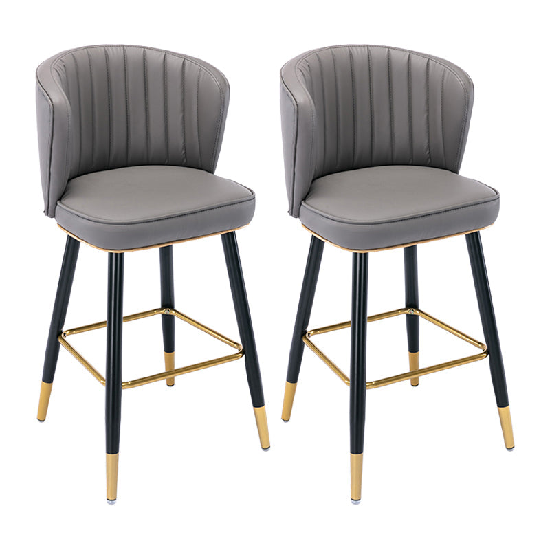 Modern Armless Backrest Counter Stool Iron Cashier Bar Stool with Leather Cushion Dark Gray 2 Piece Set Counter Stool(26"H) Clearhalo 'Bar Furniture' 'Bar Stools' 'bar_stools' 'furn' 'furn_bar_stools' 'furniture_bar_stools' 'Kitchen & Dining Furniture' 'kitchen&dining_furn' 'kitchen' 'kitchen_furn' Furniture' 4492986