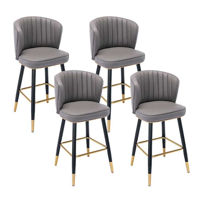 Modern Armless Backrest Counter Stool Iron Cashier Bar Stool with Leather Cushion Dark Gray 4 Piece Set Counter Stool(26"H) Clearhalo 'Bar Furniture' 'Bar Stools' 'bar_stools' 'furn' 'furn_bar_stools' 'furniture_bar_stools' 'Kitchen & Dining Furniture' 'kitchen&dining_furn' 'kitchen' 'kitchen_furn' Furniture' 4492987