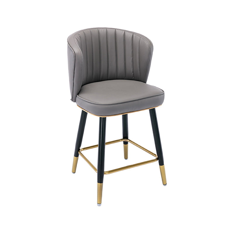 Modern Armless Backrest Counter Stool Iron Cashier Bar Stool with Leather Cushion Dark Gray 1 Piece Short Stool(22"H) Clearhalo 'Bar Furniture' 'Bar Stools' 'bar_stools' 'furn' 'furn_bar_stools' 'furniture_bar_stools' 'Kitchen & Dining Furniture' 'kitchen&dining_furn' 'kitchen' 'kitchen_furn' Furniture' 4492990