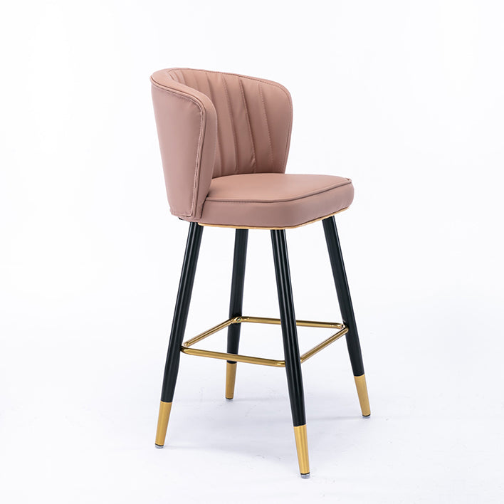 Modern Armless Backrest Counter Stool Iron Cashier Bar Stool with Leather Cushion Clearhalo 'Bar Furniture' 'Bar Stools' 'bar_stools' 'furn' 'furn_bar_stools' 'furniture_bar_stools' 'Kitchen & Dining Furniture' 'kitchen&dining_furn' 'kitchen' 'kitchen_furn' Furniture' 4492991