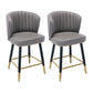 Modern Armless Backrest Counter Stool Iron Cashier Bar Stool with Leather Cushion Dark Gray 2 Piece Set Short Stool(22"H) Clearhalo 'Bar Furniture' 'Bar Stools' 'bar_stools' 'furn' 'furn_bar_stools' 'furniture_bar_stools' 'Kitchen & Dining Furniture' 'kitchen&dining_furn' 'kitchen' 'kitchen_furn' Furniture' 4492992