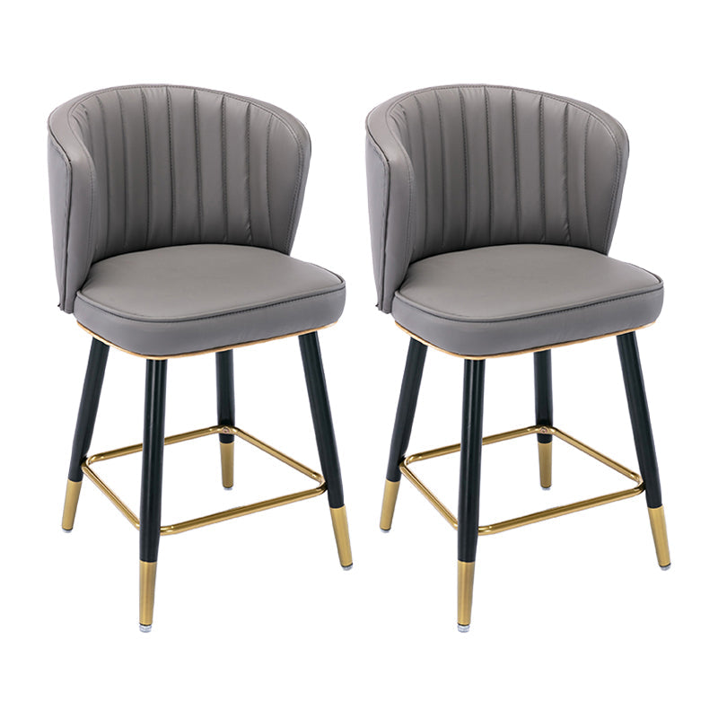Modern Armless Backrest Counter Stool Iron Cashier Bar Stool with Leather Cushion Dark Gray 2 Piece Set Short Stool(22"H) Clearhalo 'Bar Furniture' 'Bar Stools' 'bar_stools' 'furn' 'furn_bar_stools' 'furniture_bar_stools' 'Kitchen & Dining Furniture' 'kitchen&dining_furn' 'kitchen' 'kitchen_furn' Furniture' 4492992